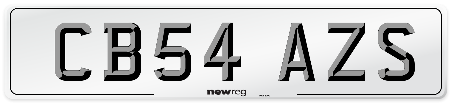 CB54 AZS Number Plate from New Reg